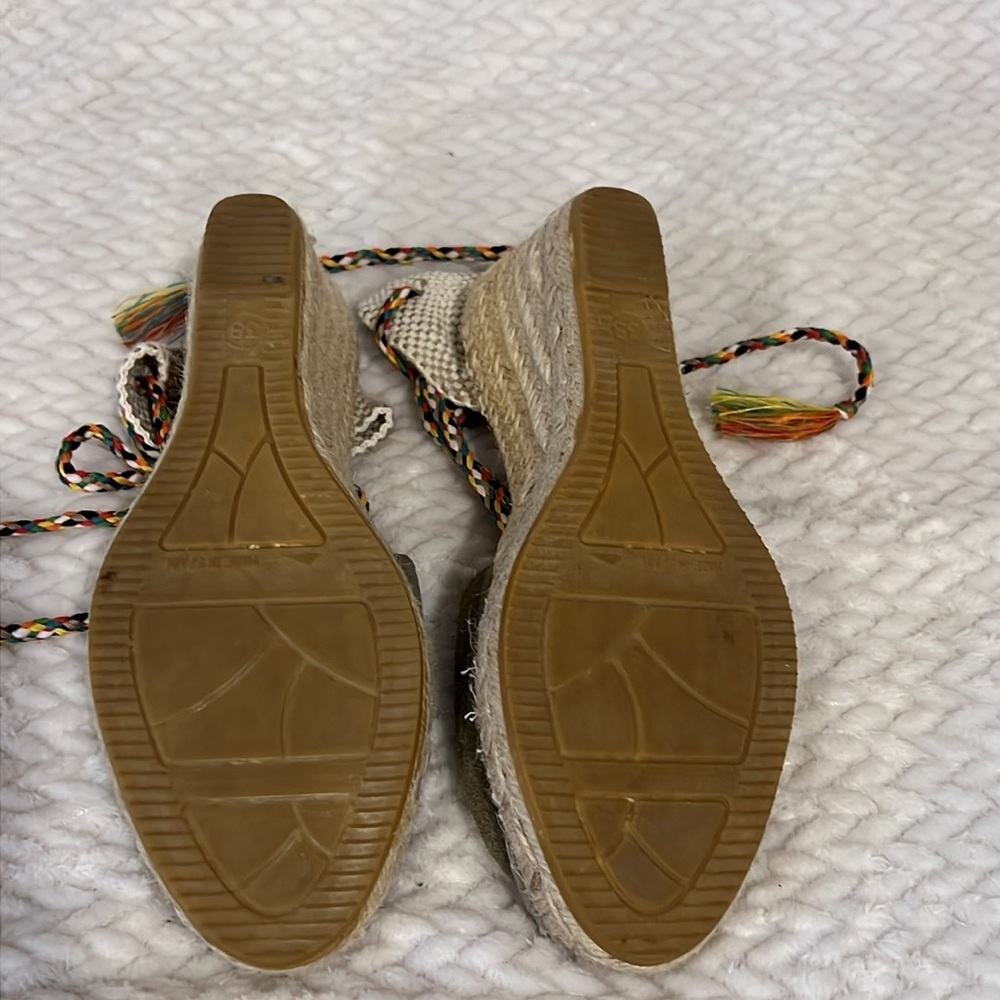 Suyute Spain Espadrille Multicolor Ankle Tie Wedge Sandals Size 38 - Picture 7 of 11